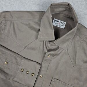 Schaefer Outfitter Mens Large Tall LT Brown Shirt Western Pearl Snap Long Sleeve